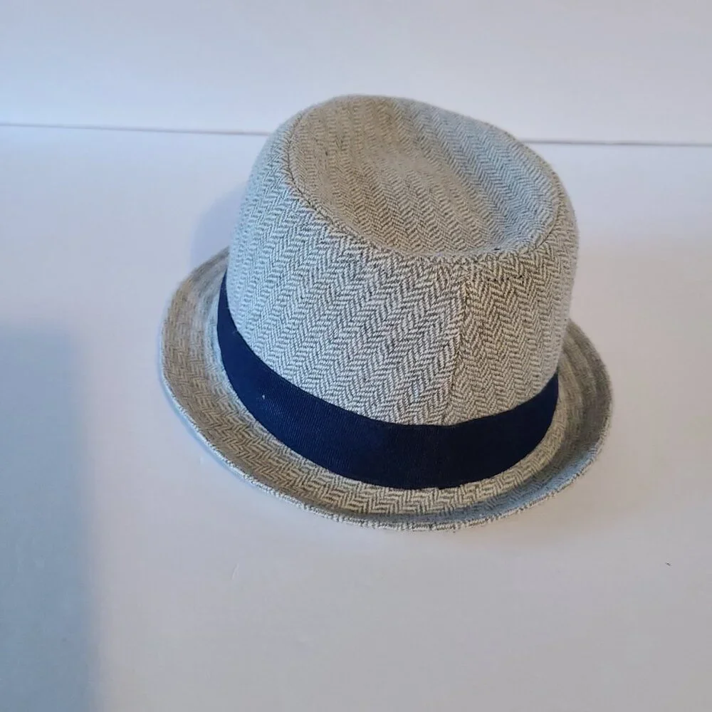 FEDORA HAT TODDLER BOYS' RIBBON TRIM CHEVRON PATTERN ONE SIZE (12-24 MONTHS)TAN